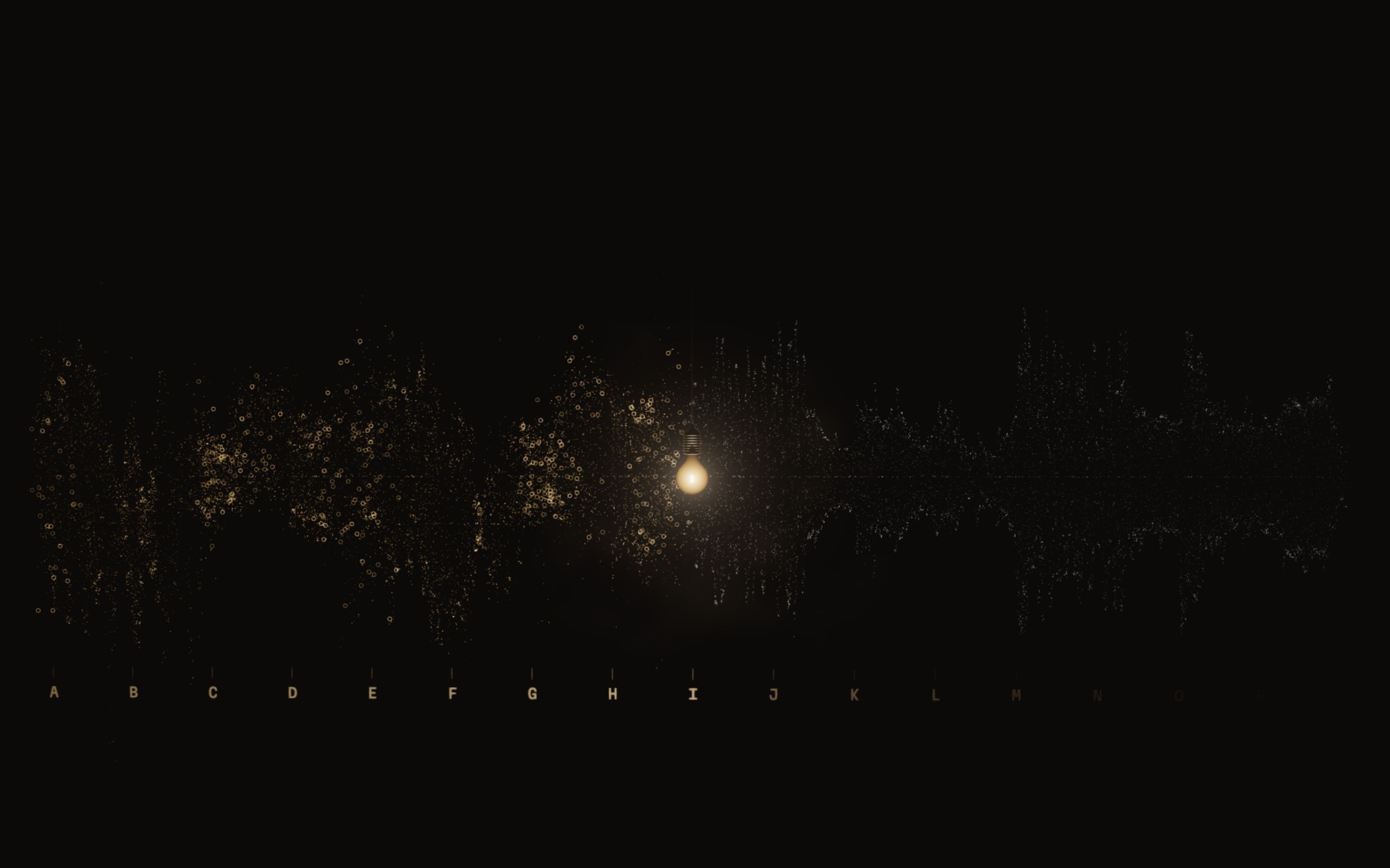 The same four bars as a waveform of grains under the bulb, cut up by mangler.